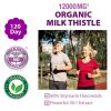 Liver Cleanse Detox & Repair Organic Milk Thistle 12000 Mg 120 Day Support Supplement 30X Seed Extract with Silymarin Pills MD Pure Herbal Kidney Lung