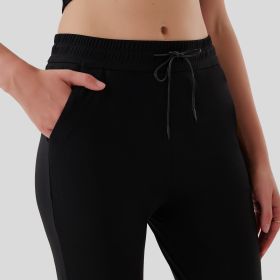 Pull Rope Pocket Flared Pants (Option: black-XL)