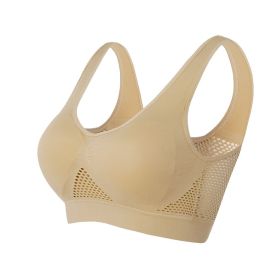 Women Yoga Underwear Padded Crop Tops Underwear Gym Top Yoga Sport Bra Breathable Fitness Running Vest Yoga Bras Sports Type (Color: BEIGE, size: XL)