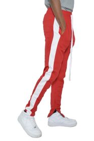 SINGLE STRIPE TRACK PANTS (Color: RED WHITE, size: 2XL)