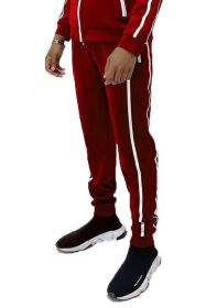 Mens Active Wear Running Track Pant Joggers (Color: Red, size: L)