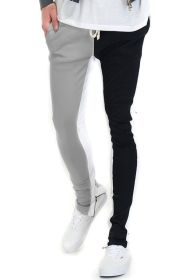 TWO TONE COLOR BLOCK TRACK PANT JOGGER (Color: GREY/BLACK, size: S)