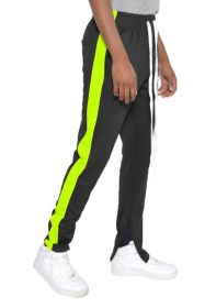SINGLE STRIPE TRACK PANTS (Color: black lime, size: S)