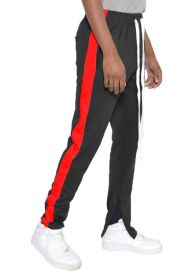 SINGLE STRIPE TRACK PANTS (Color: Black Red, size: XL)