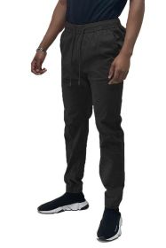 Weiv Mens Solid Stretch Cargo Jogger (Color: Black, size: 2XL)