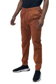Weiv Mens Solid Stretch Cargo Jogger (Color: RUST, size: M)
