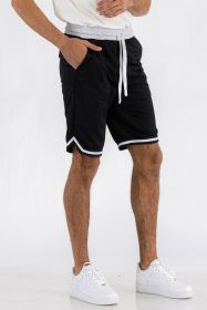 Solid Athletic Basketball Sports Shorts (Color: Black, size: L)