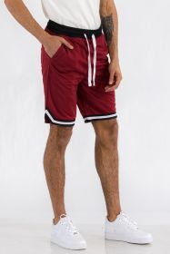 Solid Athletic Basketball Sports Shorts (Color: Burgundy, size: S)