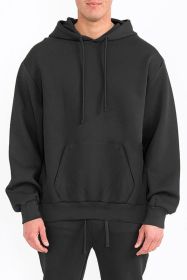 Mens Solid Tech Fleece Hoodie (Color: Black, size: S)