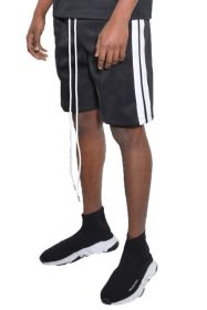 Side Stripe Tape Shorts (Color: Black, size: L)