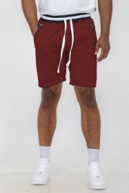 Weiv Mens French Terry Sweat Short (Color: Burgundy, size: M)