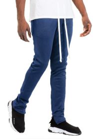 SOLID COLOR PLAIN BASIC TRACK PANTS (Color: DENIM, size: M)