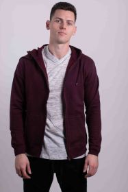 FLEECE ZIPPER HOODIE (Color: Burgundy, size: M)