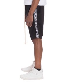 Weiv Mens Checkered Stripe Track Shorts (Color: Black, size: M)