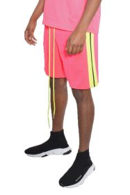 Short Sleeve Striped Tape Tshirt (Color: Pink, size: XL)