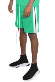 Short Sleeve Striped Tape Tshirt (Color: JADE, size: L)