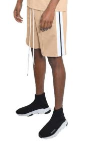 Short Sleeve Striped Tape Tshirt (Color: Sand, size: M)