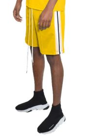 Short Sleeve Striped Tape Tshirt (Color: Yellow, size: 2XL)