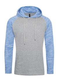Raglan Long Sleeves Light Weight Hoodie (Color: Charcoal/Grey Inject, size: XL)