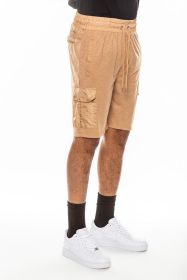 Weiv Heathered Light Weight Slub Shorts (Color: Khaki, size: 3XL)