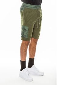 Weiv Heathered Light Weight Slub Shorts (Color: OLIVE, size: M)