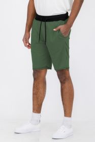Raw Cut Sweat Shorts (Color: OLIVE, size: XL)