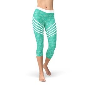 Turquoise Sports Capri Leggings (size: M)