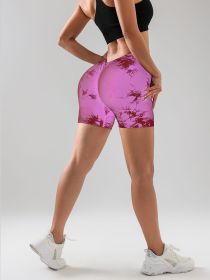 3 PACK Tie Dye Active Wear Shorts, Women Workout Shorts, High Waisted Contour Gym Yoga Biker Shorts, V Back Booty Biker Workout Gym Running Short (Color: 3PACK, size: S)