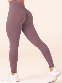High Waist Yoga Pants For Women, Seamless, Scrunch Butt, Elastic, Ultra-Soft Comfort Fit, Solid Color Sports Leggings (Color: Brown, size: M)