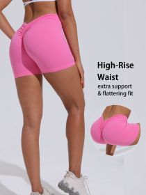 High-waisted Butt-lifting Women's Sports Yoga Shorts (Color: Pink, size: S)