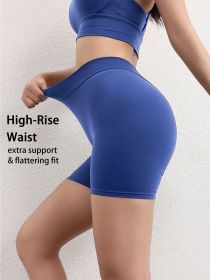 High-waisted Butt-lifting Women's Sports Yoga Shorts (Color: Navy, size: S)