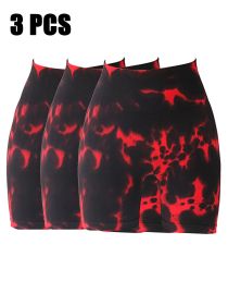 3 Pack Tie-dye High-waisted Butt-lifting Women's Sports Yoga Shorts (Color: 3PACK1, size: L)