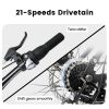 A2460 Mountain Bike 24 Inch Wheels, 21-Speed Full Suspension Mens Womens Trail Commuter City Mountain Bike
